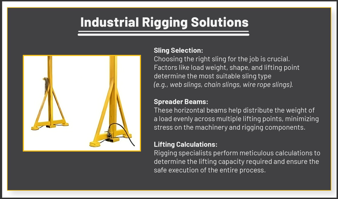 An infographic explaining industrial rigging solutions