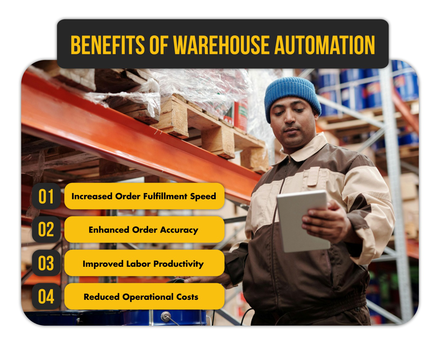 An infographic explaining the benefits of warehouse automation